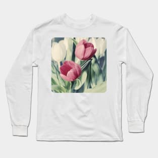 Twin Tulips in Pastel Pink Long Sleeve T-Shirt